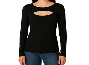 Patty Boutik long sleeve peekaboo black shirt size small